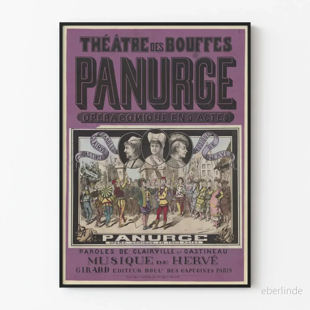 Teateraffisch Panurge komisk opera i 3 akter vintage