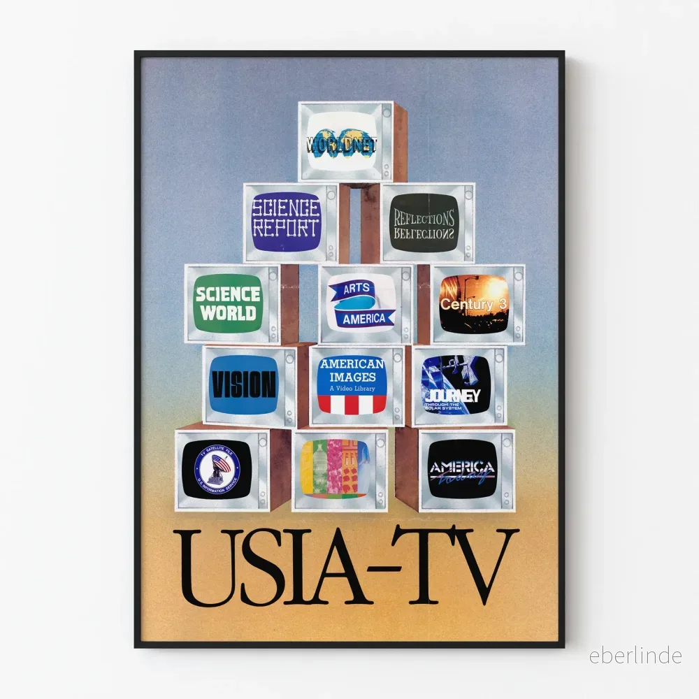 Vintageposter USIA-TV-pyramid av TV-apparater i retrostil Vintageposter USIA-TV-pyramid av TV-apparater i retrostil