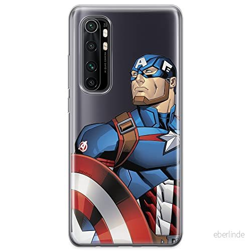 ERT GROUP mobiltelefonfodral för Xiaomi MI NOTE 10 Lite originalt och officiellt licensierat Marvel mönster Captain America 011 anpassad till formen på mobiltelefonen, gedeeltelijk transparant 5904805592188