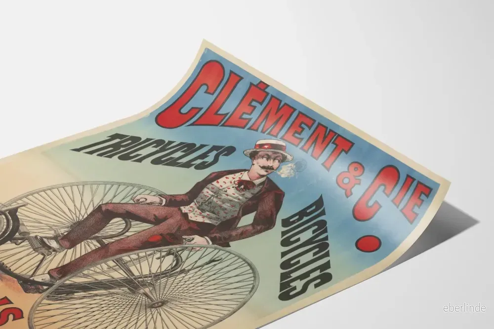 Vintageposter Clément & Cie Tricyklar Cyklar Paris väggdekoration - Bild 3