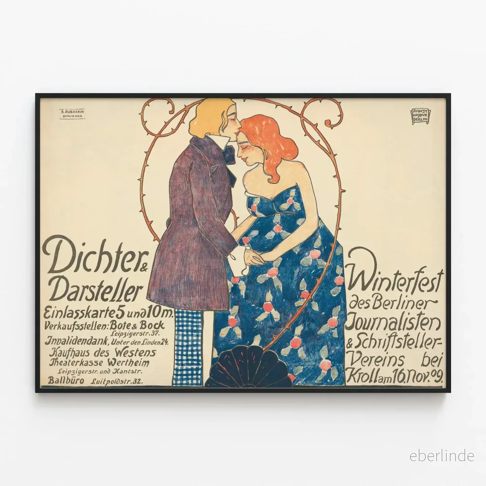 Vintageposter med poeter och skådespelare Berlin Winterfest Vintageposter med poeter och skådespelare Berlin Winterfest