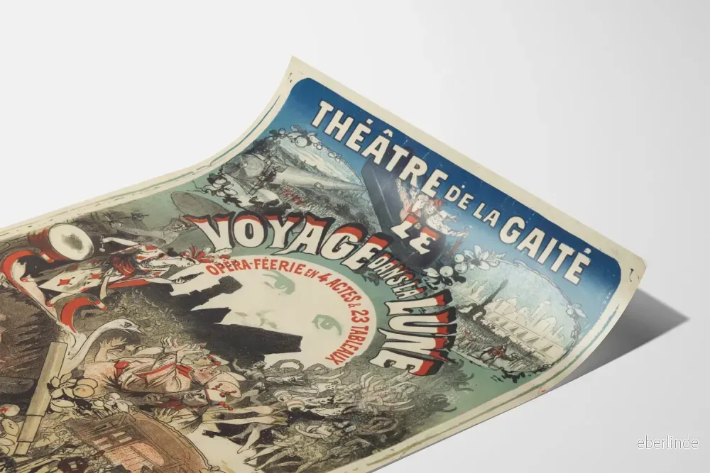 Teateraffisch för Théâtre de la Gaîté - Resan till månen - Vintage väggdekoration - Bild 3