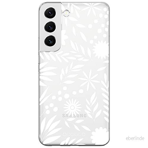 ERT GROUP mobiltelefonfodral för Samsung S22 originalt och officiellt licensierat Babaco mönster Flowers 023 Vit optimalt anpassad till formen på mobiltelefonen, gedeeltelijk transparant 5904805807244