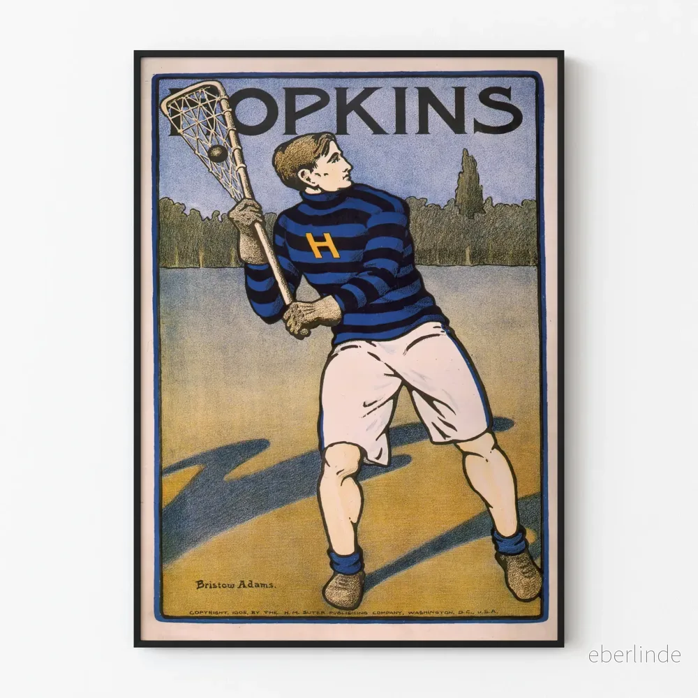 Vintageposter Hopkins lacrossespelare 1905
