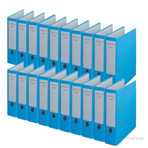 Centra Standardmapp (grå RC, täckt med PP film, A4, 8 cm ryggbredd, kromos) ljusblå, 20 stycken 3034151024308