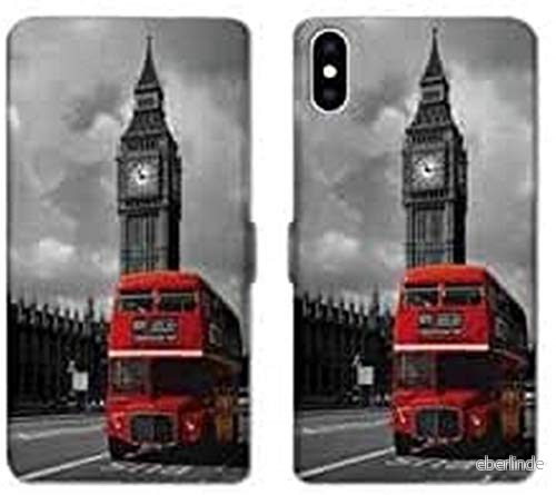 Cokitec RV läderfodral plånbok för iphone X/XS England London buss B 3614842229054