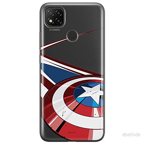 ERT GROUP mobiltelefonfodral för Xiaomi REDMI 9C originalt och officiellt licensierat Marvel mönster Captain America 008 optimalt anpassad till formen på mobiltelefonen, gedeeltelijk transparant 5903040278963