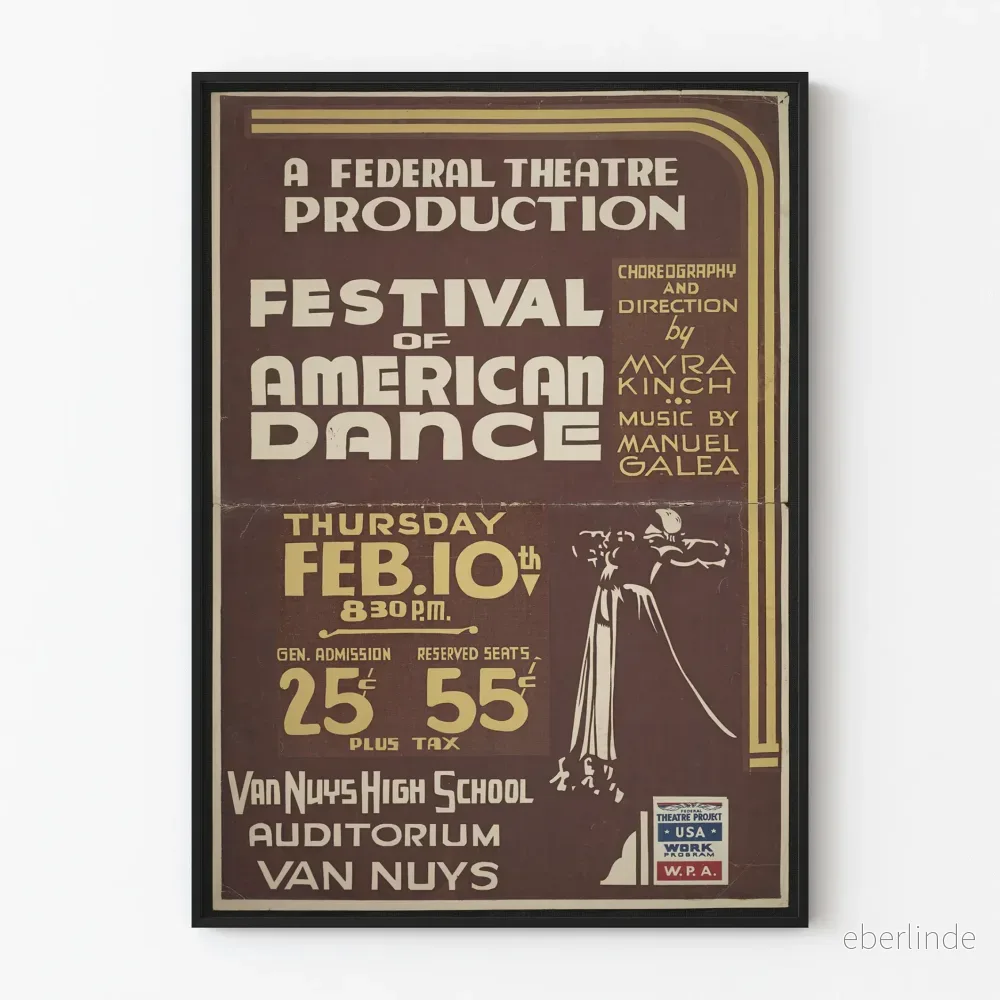 Festival of American Dance – Vintage teaterväggdekorationsposter Festival of American Dance – Vintage teaterväggdekorationsposter