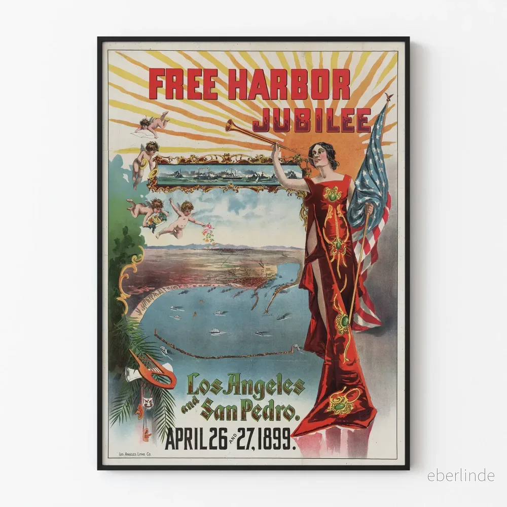 Vintageposter Free Harbor Jubilee Los Angeles San Pedro 1899