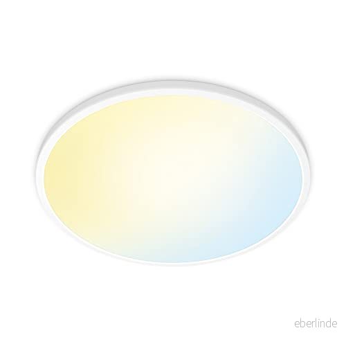 WiZ SuperSlim taklampa, tunable white, dimbar, varm till kall vit, 22 W, smart kontroll via app/röst WLAN, vit 8719514554931
