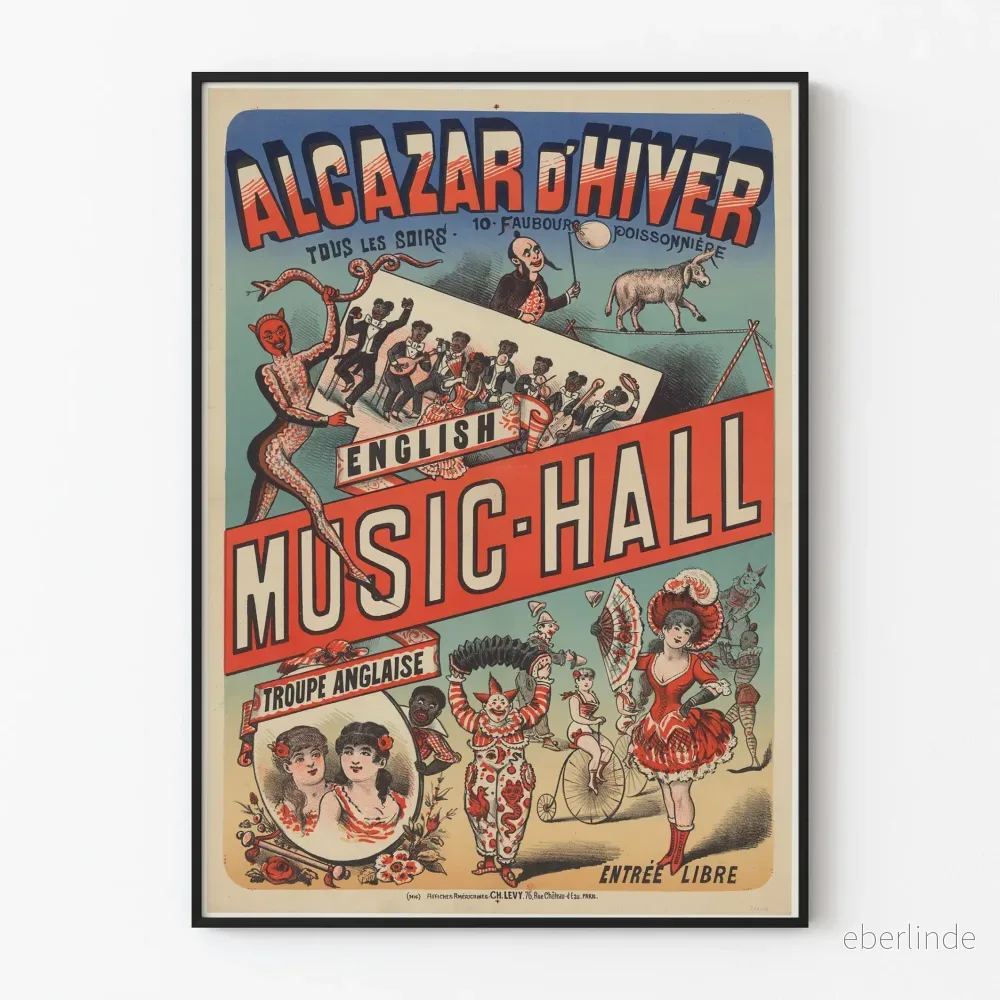 Vintage affisch för Music-Hall Alcazar d'Hiver