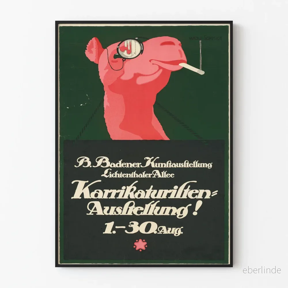 Vintageposter Baden Badener konstutställning karikatyrtecknare