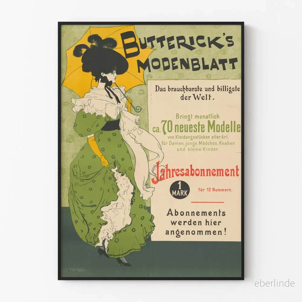 Vintageposter Butterick's Modenblatt - Mode- och elegansillustration