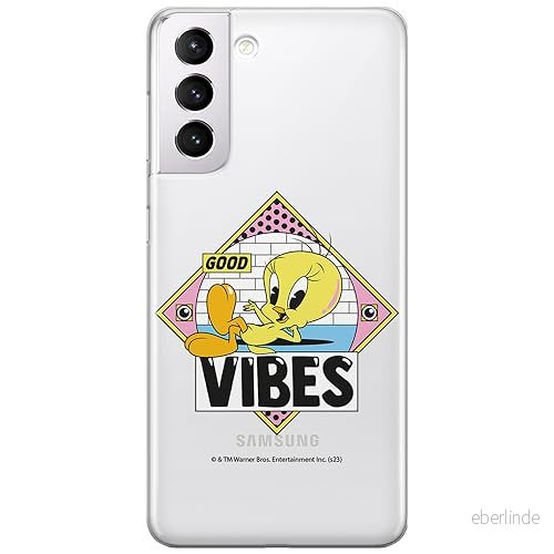 ERT GROUP mobiltelefonfodral för Samsung S21 originalt och officiellt licensierat Looney Tunes mönster Tweety 013 optimalt anpassad till formen på mobiltelefonen, gedeeltelijk transparant 5905795095154