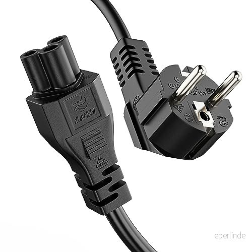 ETEC strömkabel 3 poler, 2,0 m, Schuko kontakt skyddskontakt till C5 uttag, nätdel för PC bildskärmsskrivare, svart 4262403750319