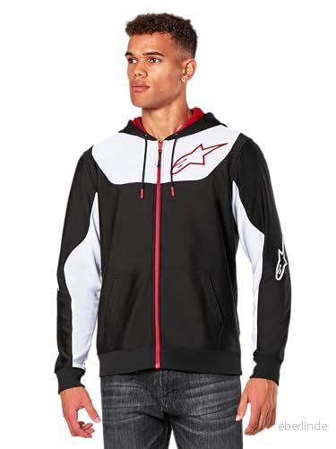 Alpinestars Sessions V3 Huvtröja för män, fleece, sweatshirt med huva, svart/vit/röd, M 8059347412580