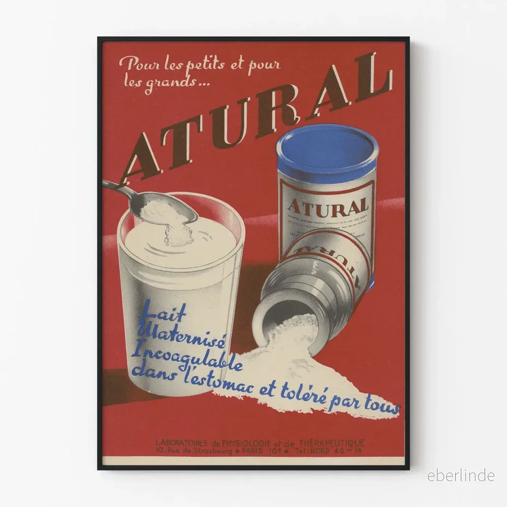Vintageposter ATURAL - Äkta Mjölkaktig Väggdekoration