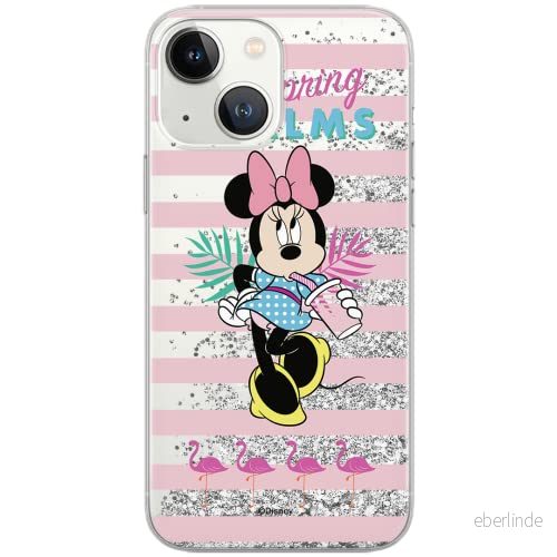 ERT GROUP mobiltelefonfodral för Apple Iphone 13 originalt och officiellt licensierat Disney mönster Minnie 028 Vit optimalt anpassad till formen på mobiltelefonen, med glitter overflow effekt 5904805328381