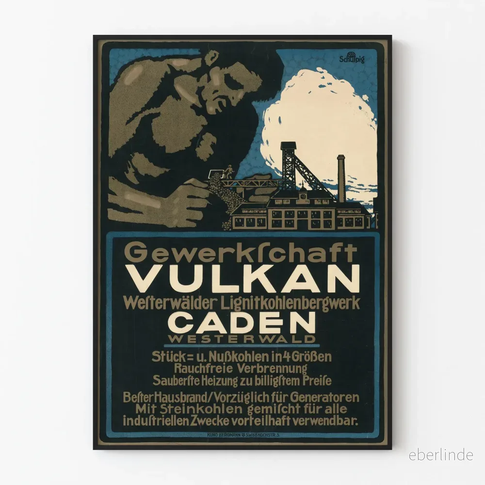 Vintageposter Vulkan Westerwald kol, brunkol Vintageposter Vulkan Westerwald kol, brunkol