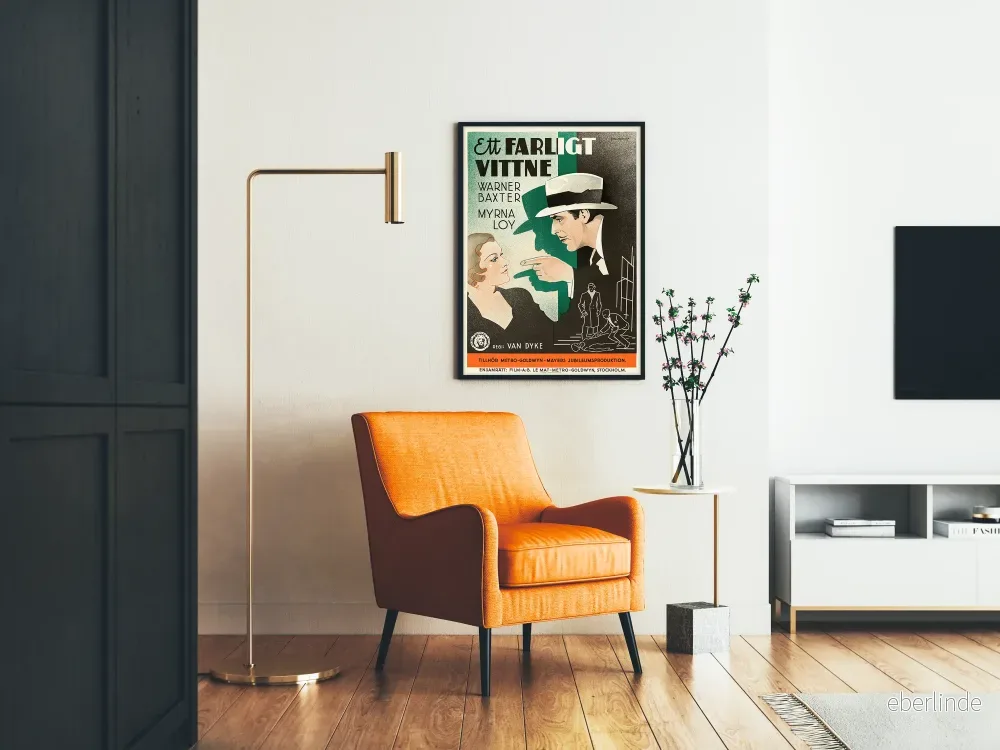 Vintage filmposter Ett Farligt Vittne - Retro väggdekoration - Bild 2