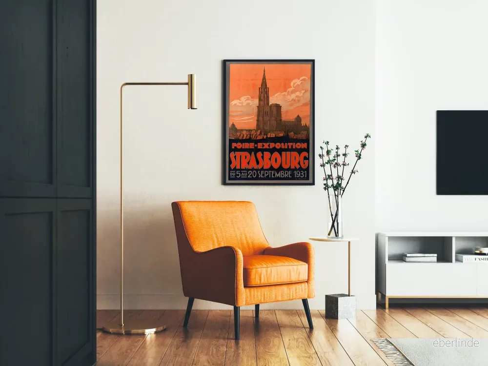 Vintageposter från Strasbourg 1931 utställningsmässa väggdekoration - Bild 2