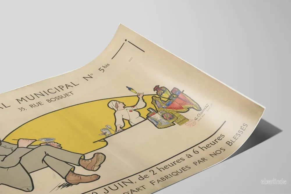 Vintageposter för försäljning av konstföremål tillverkade av sårade soldater - Bild 2