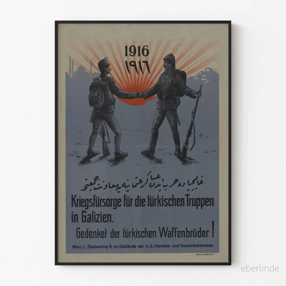 Historisk affisch för solidaritet mellan tyska och turkiska soldater 1916–1917