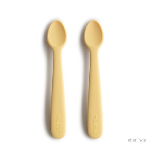 Mushie Silikonskedar för Bebisar 1x Set med 2 och Småbarn Material: Livsmedelsgodkänd Silikon Diskmaskinssäker Daffodil 810052466149