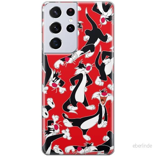 ERT GROUP mobiltelefonfodral för Samsung S21 ULTRA originalt och officiellt licensierat Looney Tunes mönster Sylvester 006 anpassad till formen på mobiltelefonen, fodral tillverkad av TPU plast 5905511650049