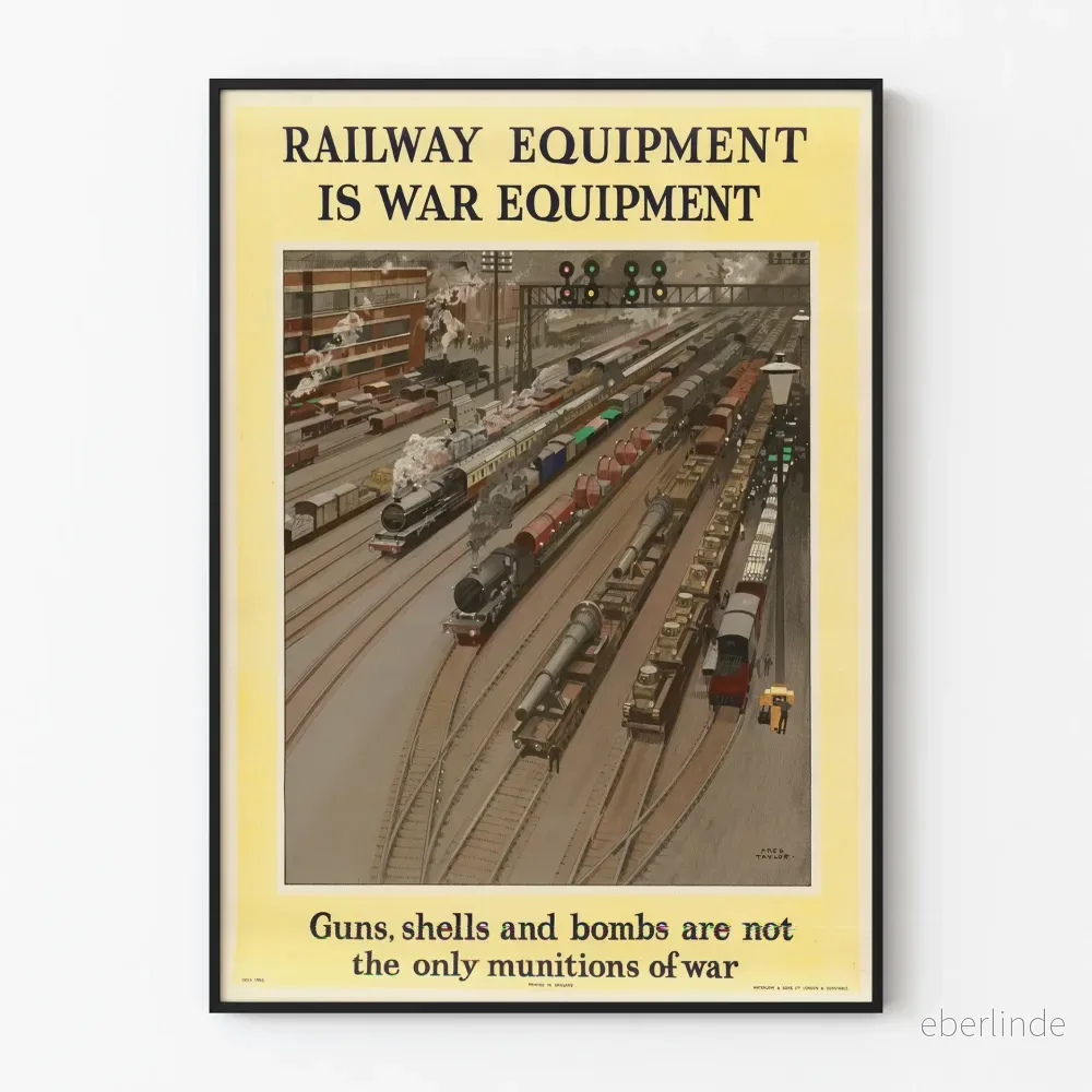 Väggposter i vintage stil 'Railway Equipment is War Equipment' för industriell inredning