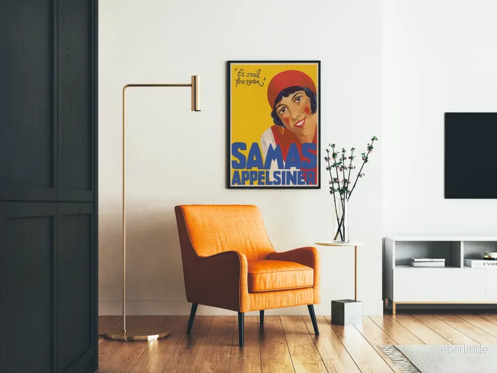 Vintageposter Samas Apelsiner med leende kvinnoporträtt - Bild 2