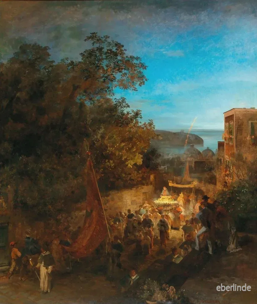 Målning Fête de saint Anne à Ischia, Casamicciola - Oswald Achenbach | Konsttryck - Bild 2