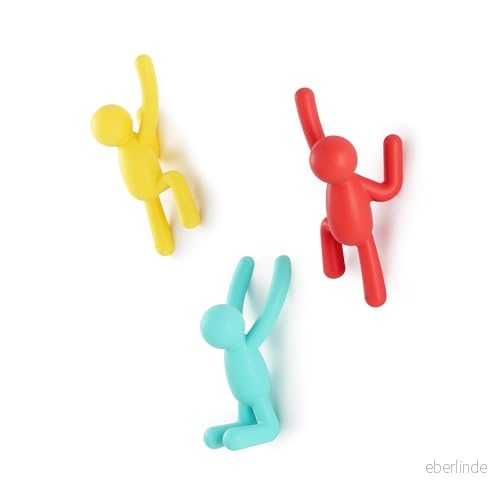 Umbra 318165 022 Buddy väggkrokar dekorativa väggmonterade klädkrokar, set med 3, ljus flerfärgad, 25 cm L x 19 B 8 tum H 28295431279