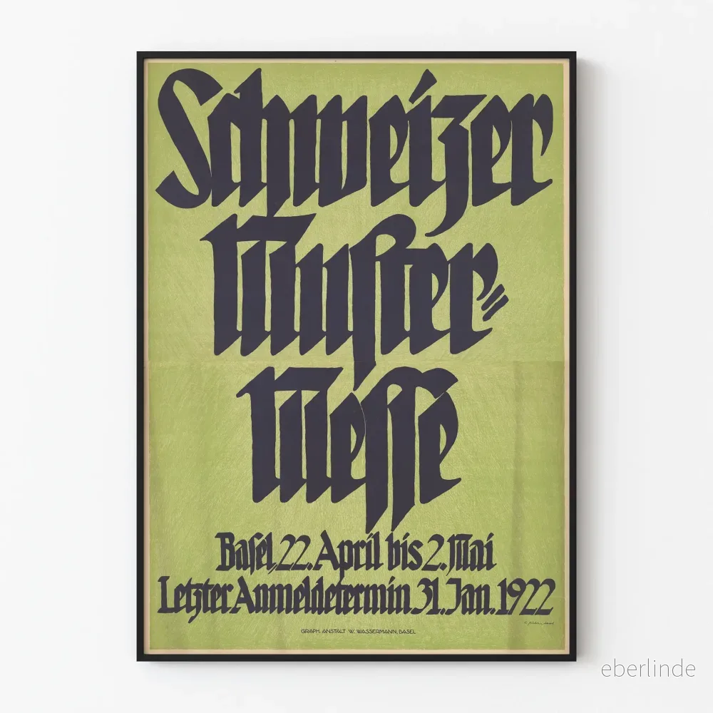 Svensk affisch Muster Messe Basel 1922 – Poster vintage väggdekoration