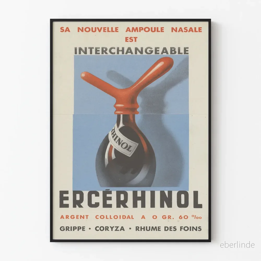 Vintage reklamposter för Nasalampull Ercérhinol - Retro väggdekoration