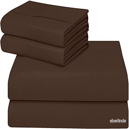 ComfyWell Brunt King dra på lakan djup ficka 35 cm (14 tum) lättskött mjukt borstat mikrofibertyg krympnings och blekningsbeständig. (King (150 x 200 cm), brun) 5060424272280