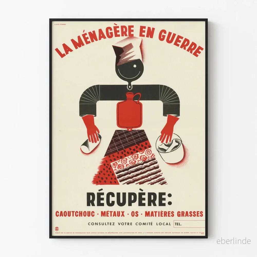 Vintageposter La Ménagère i krig – Väggdekoration Återvinning och Solidaritet Vintageposter La Ménagère i krig – Väggdekoration Återvinning och Solidaritet