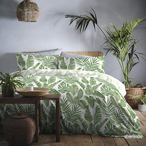 Dreams & Drapes Tahiti lättskött påslakanset 1 styck, dubbelsäng i grönt 5056387718361