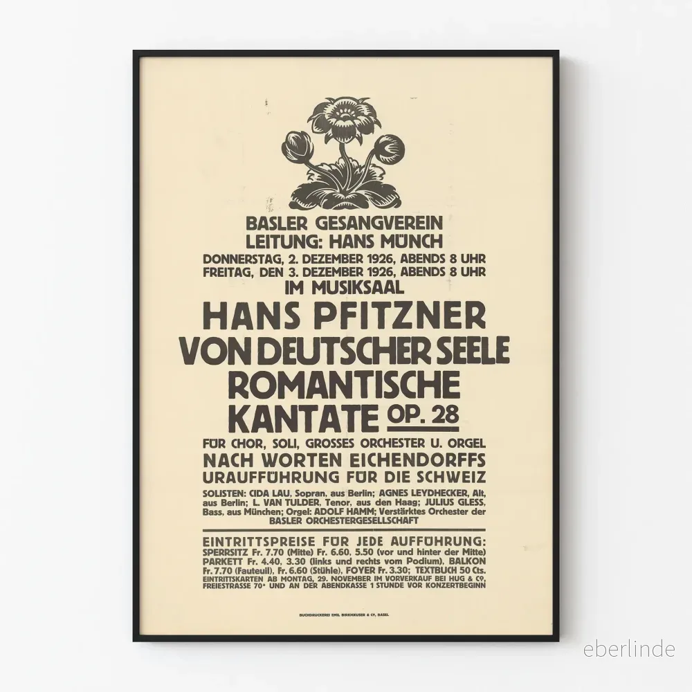Gammal poster av Basler Gesangverein Kantate romantique Gammal poster av Basler Gesangverein Kantate romantique