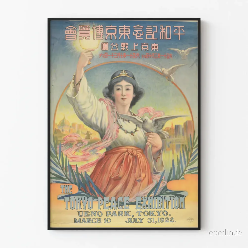 Vintageaffisch för utställningen Tokyo Peace 1922