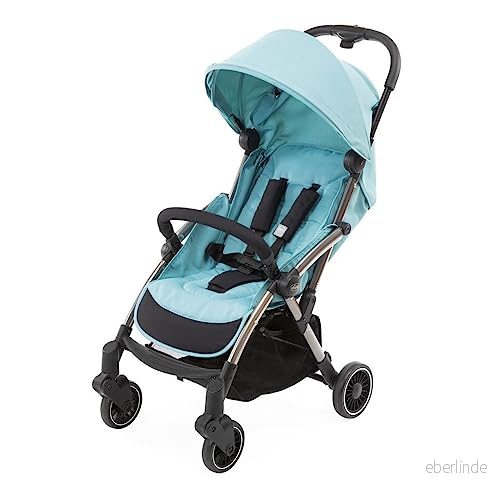 Chicco Cheerio Lätt och kompakt barnvagn från 0 månader till 15 kg (max belastning 18 kg), vikbar barnvagn, sovläge, automatisk stängning i 1 gest, solskydd regnskydd, blå 8058664139705
