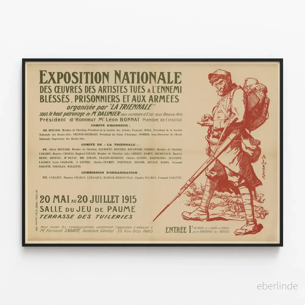 Vintageaffisch för nationell utställning av skadade och fångar konstnärer 1915 Vintageaffisch för nationell utställning av skadade och fångar konstnärer 1915