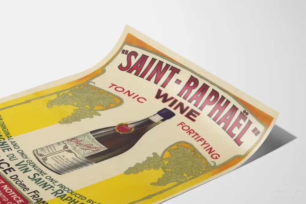 Vintageposter för Saint-Raphaël vin - Vintage väggdekoration med vinranka och vin - Bild 3