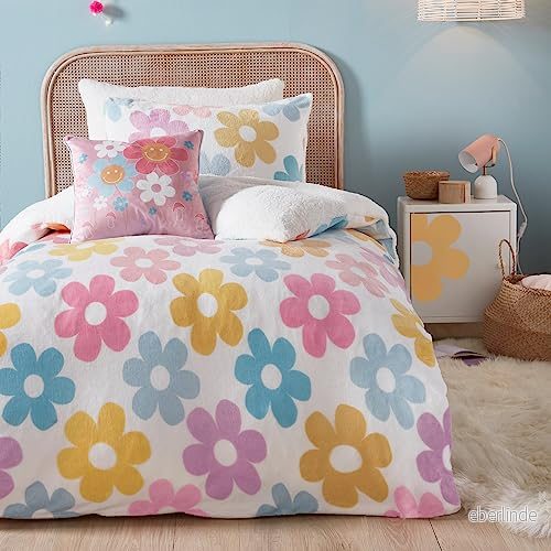 Bedlam retro blomma fleece påslakanset enkelsäng storlek i multi 5056387771526