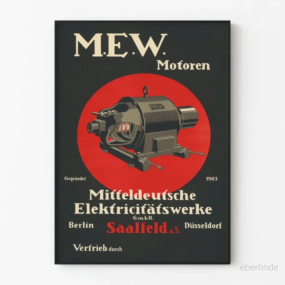 Vintageposter M.E.W. Motoren Mitteldeutsche Elektrizitätswerke GmbH