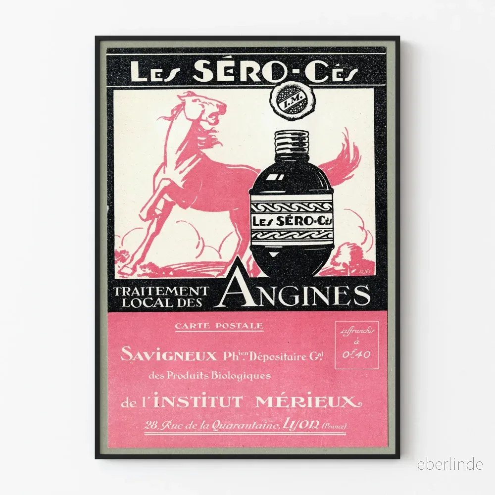 Vintageposter Les Séro-Ces lokalbehandling av halsfluss