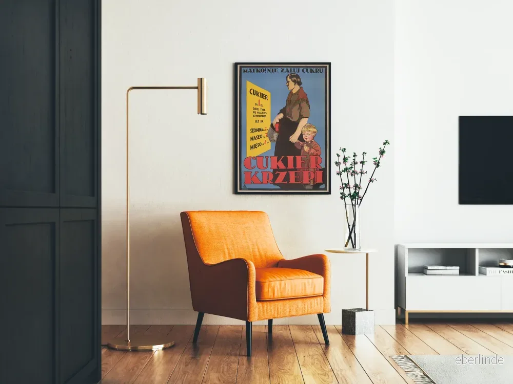 Vintage polsk poster om sockrets betydelse i kosten - Bild 2