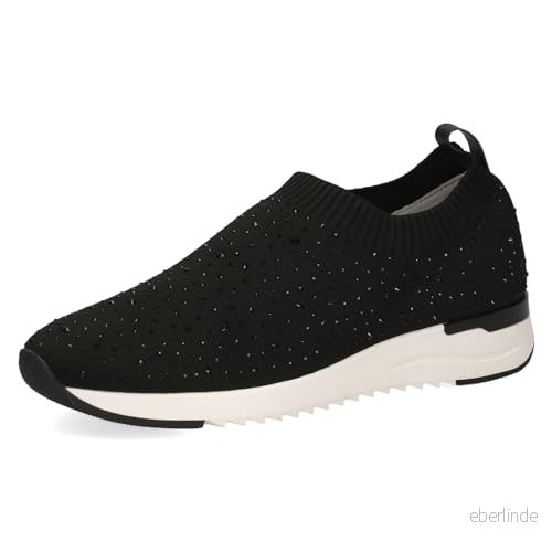 CAPRICE Dam 9 24799 42 platt tofflor, Svart knit, 37 EU, stickad, EU 4064215709567