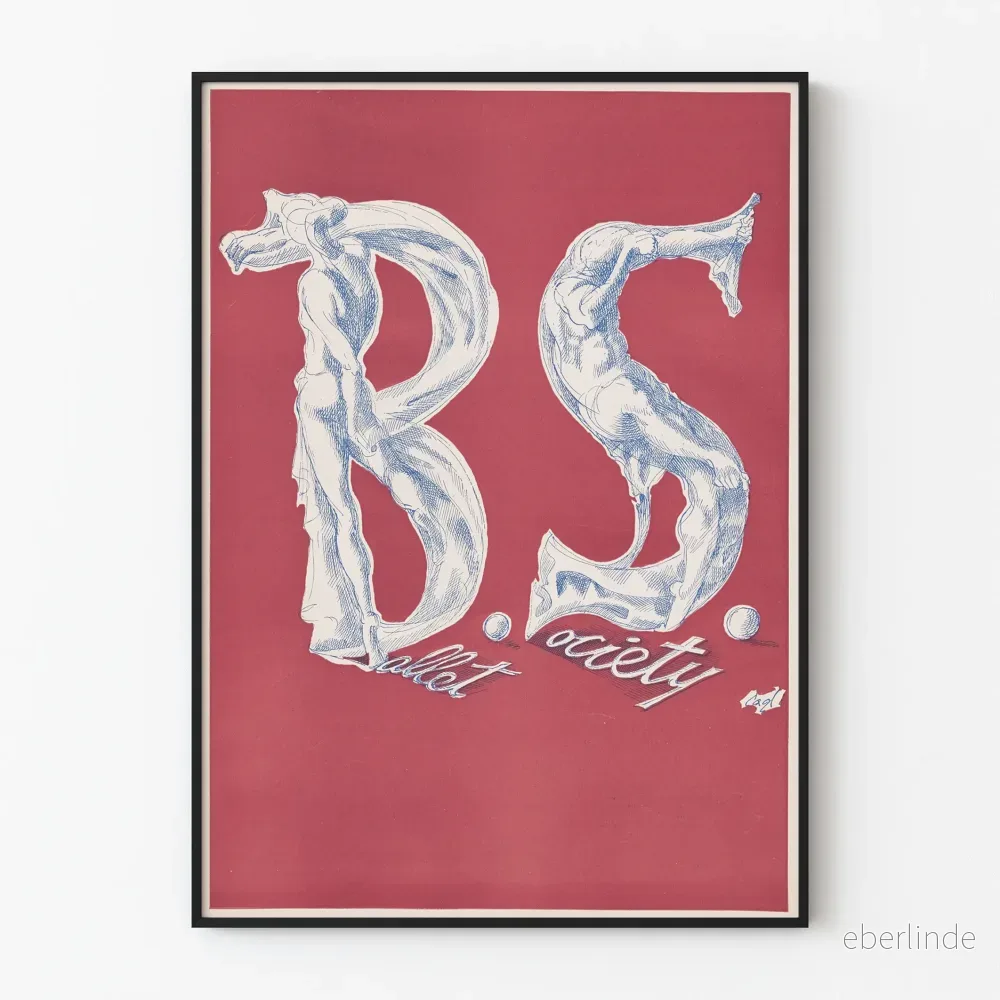 Väggdekorationsposter Ballet Society röd och blå