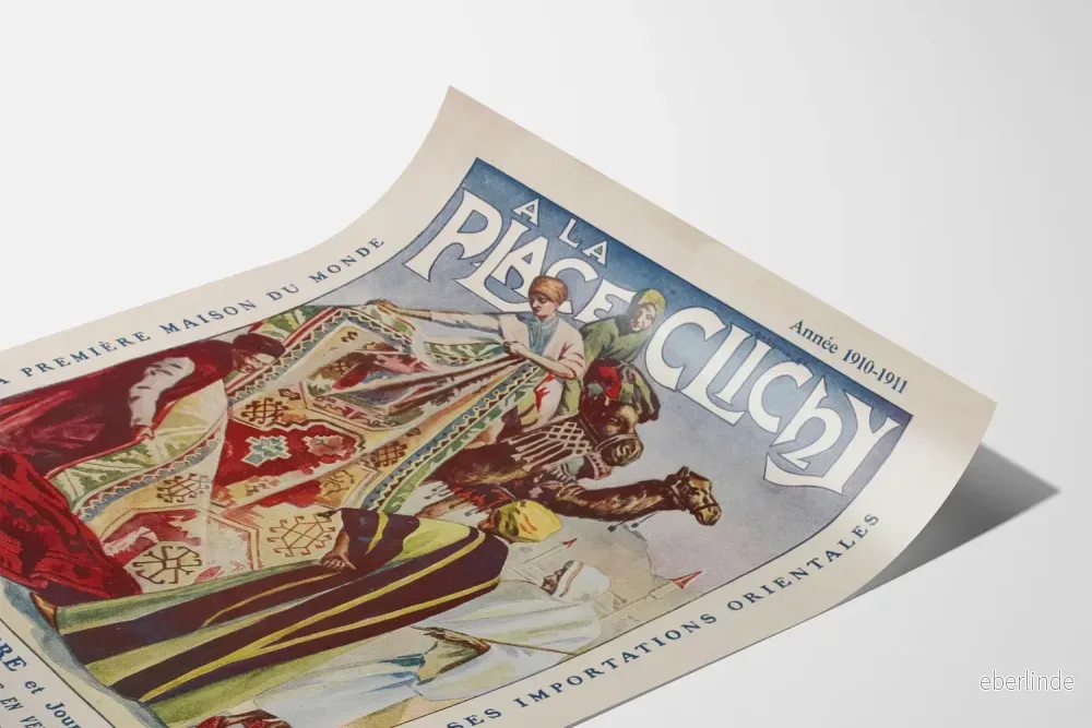 Vintage affisch gammal Place Clichy fransk och orientaliskt matta - Bild 3